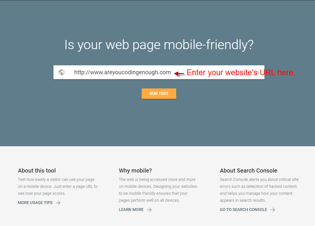 Areyoucodingenough-Mobile Friendly URL
